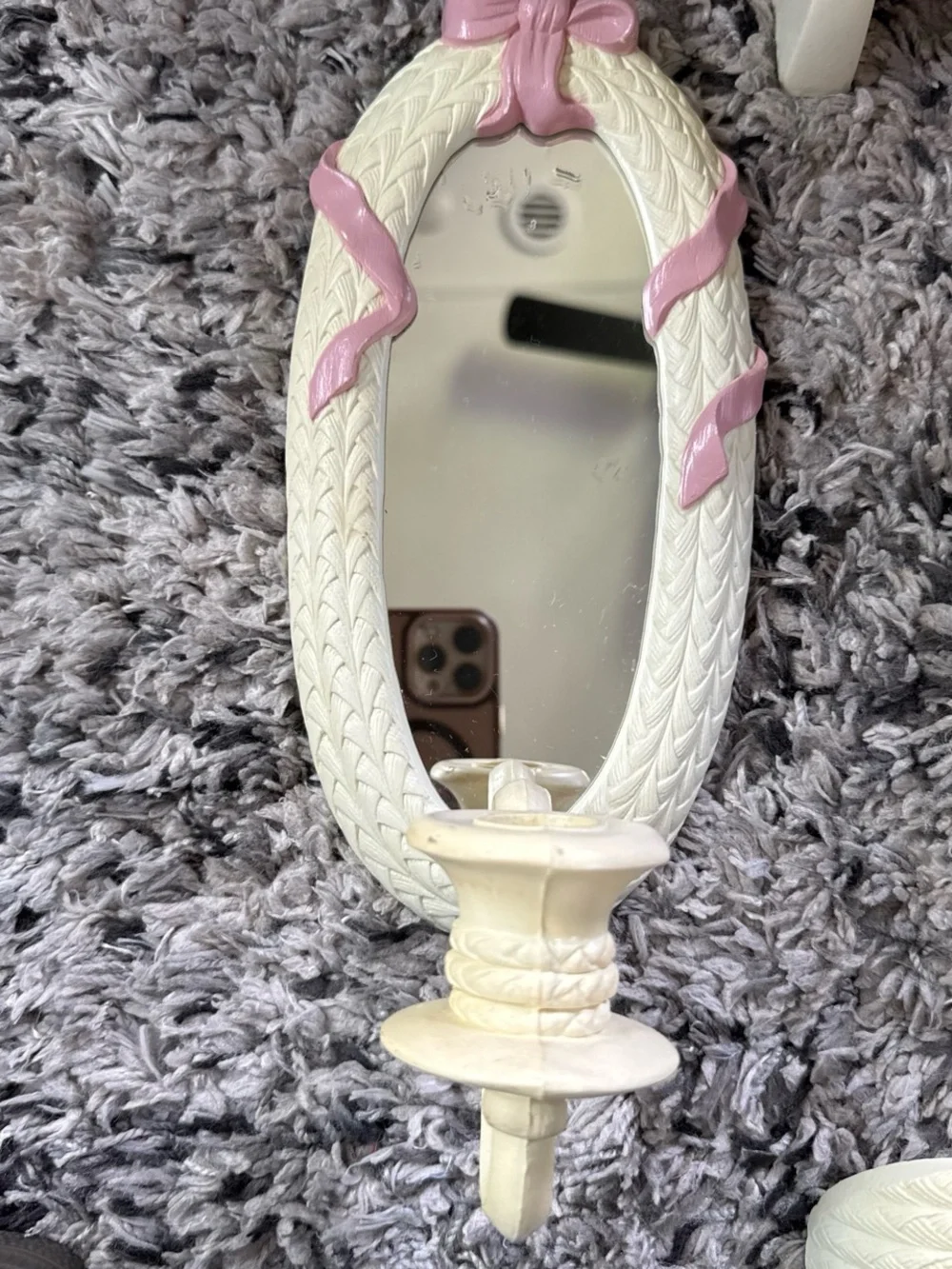 Home Interiors Cream and Pink Basketweave Wall Decor Set